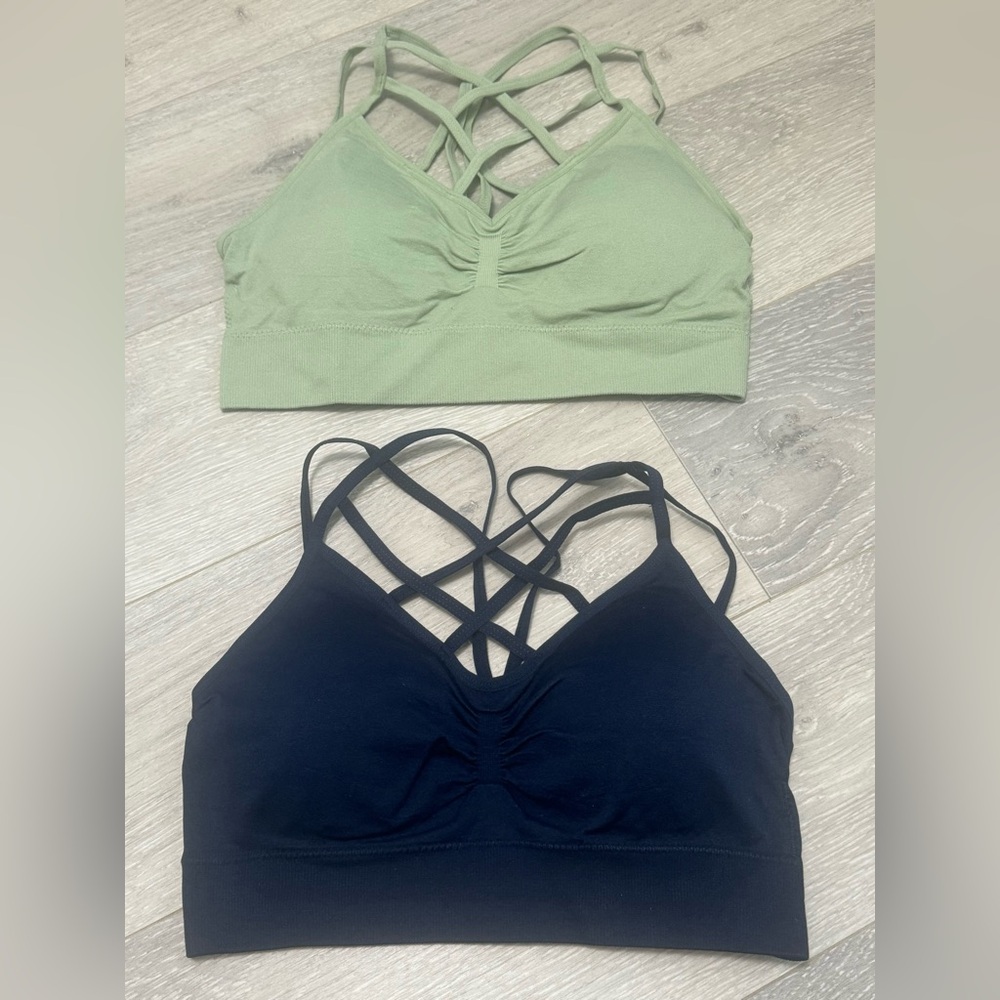 Zenana Outfitters Navy and Sage Sports Bras - Picture 2 of 16